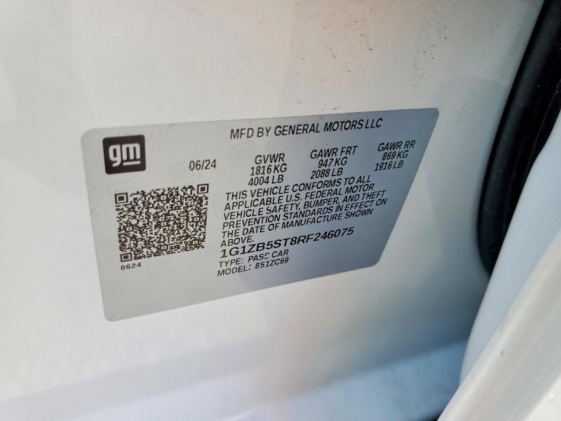 2024 Chevrolet Malibu მანქანა იყიდება აუქციონზე, vin: 1G1ZB5ST8RF246075, აუქციონის ნომერი: 55849676