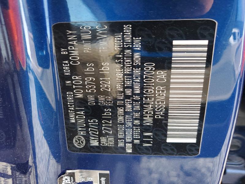 54548786 :رقم المزاد ، KMHGN4JE1GU107090 vin ، 2016 Hyundai Genesis مزاد بيع