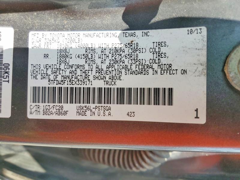 58570966 :رقم المزاد ، 5TFDW5F15EX339171 vin ، 2014 Toyota Tundra مزاد بيع