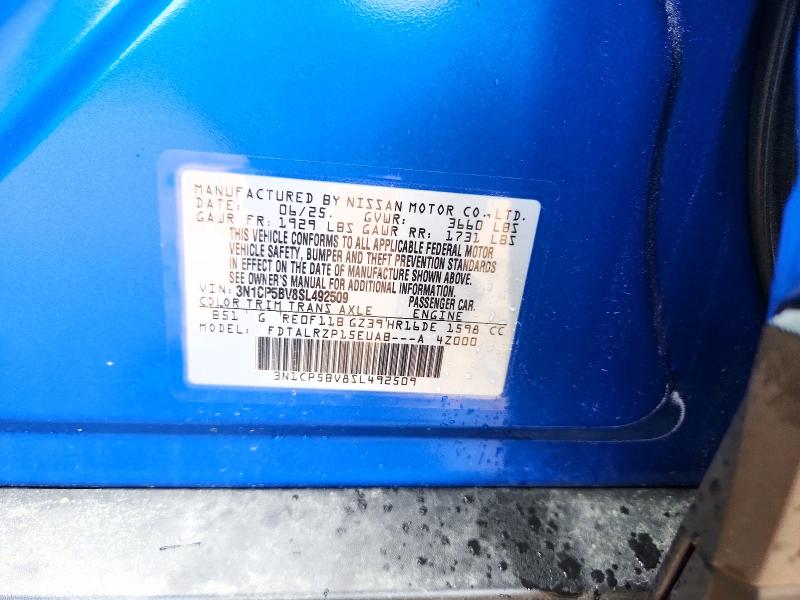 56676266 :رقم المزاد ، 3N1CP5BV8SL492509 vin ، 2025 Nissan Kicks Play مزاد بيع