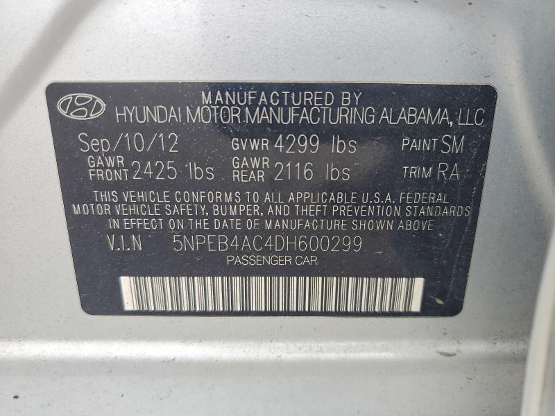 Продаж на аукціоні авто 2013 Hyundai Sonata, vin: 5NPEB4AC4DH600299, номер лоту: 57212816
