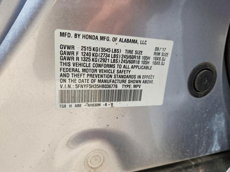 Продаж на аукціоні авто 2017 Honda Pilot, vin: 5FNYF5H35HB036776, номер лоту: 73342335