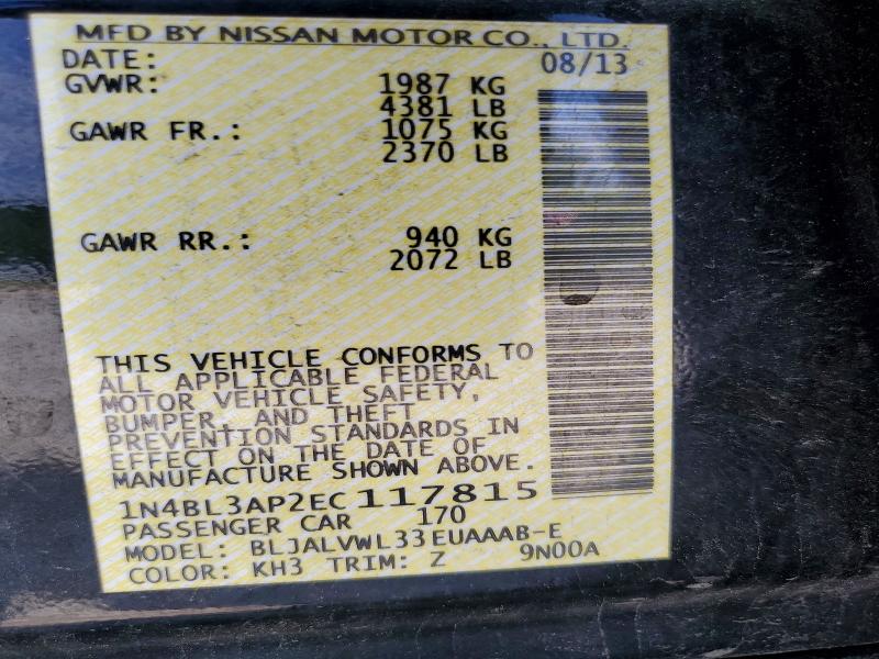 Продаж на аукціоні авто 2014 Nissan Altima, vin: 1N4BL3AP2EC117815, номер лоту: 76294005