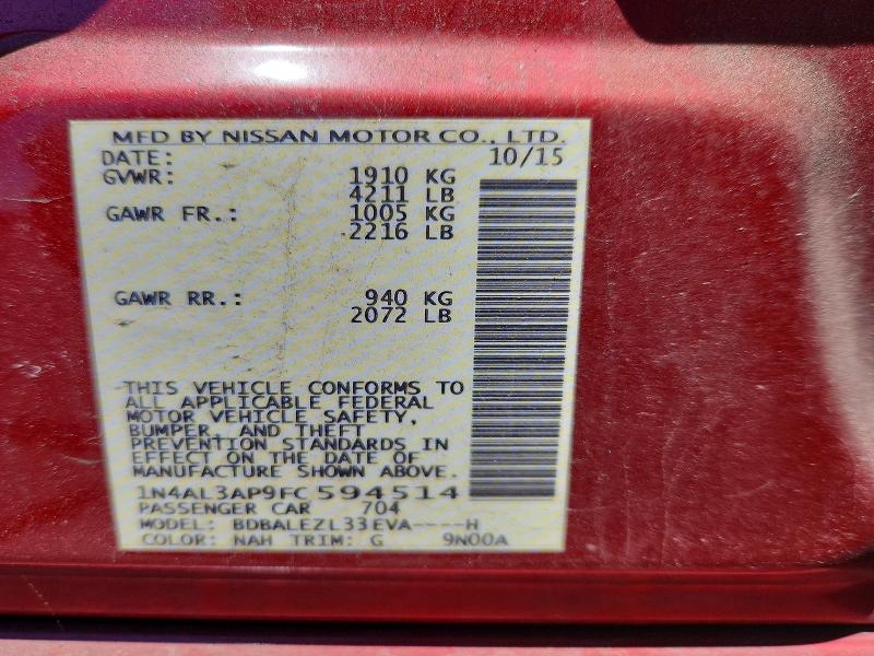 56948616 :رقم المزاد ، 1N4AL3AP9FC594514 vin ، 2015 Nissan Altima مزاد بيع