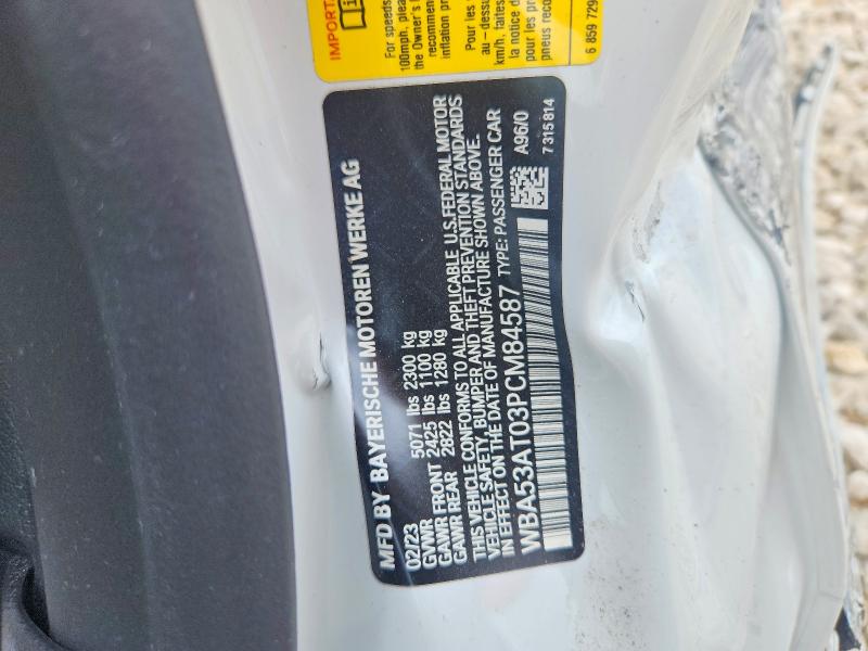 57514456 :رقم المزاد ، WBA53AT03PCM84587 vin ، 2023 Bmw M440i مزاد بيع