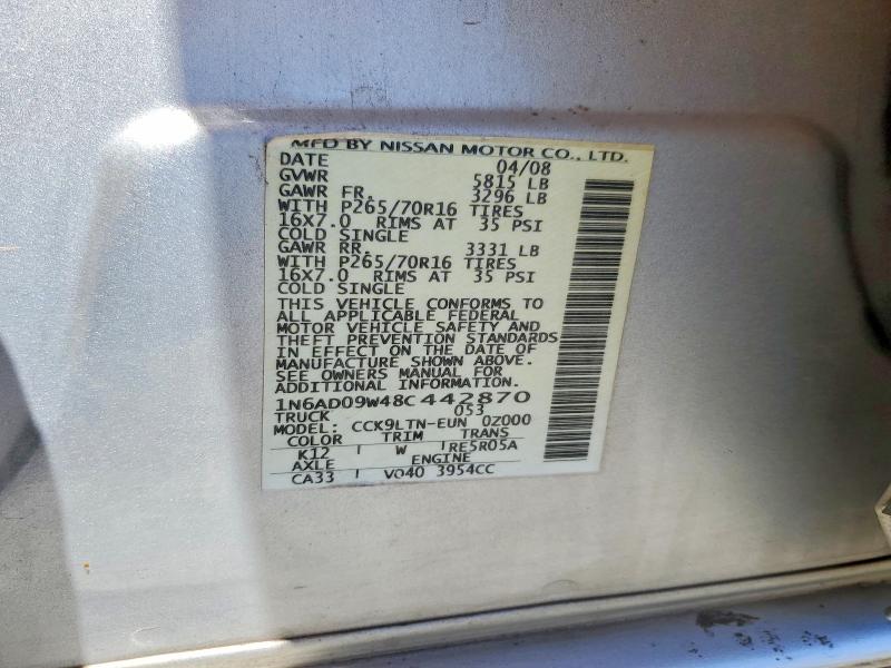 56886996 :رقم المزاد ، 1N6AD09W48C442870 vin ، 2008 Nissan Frontier مزاد بيع