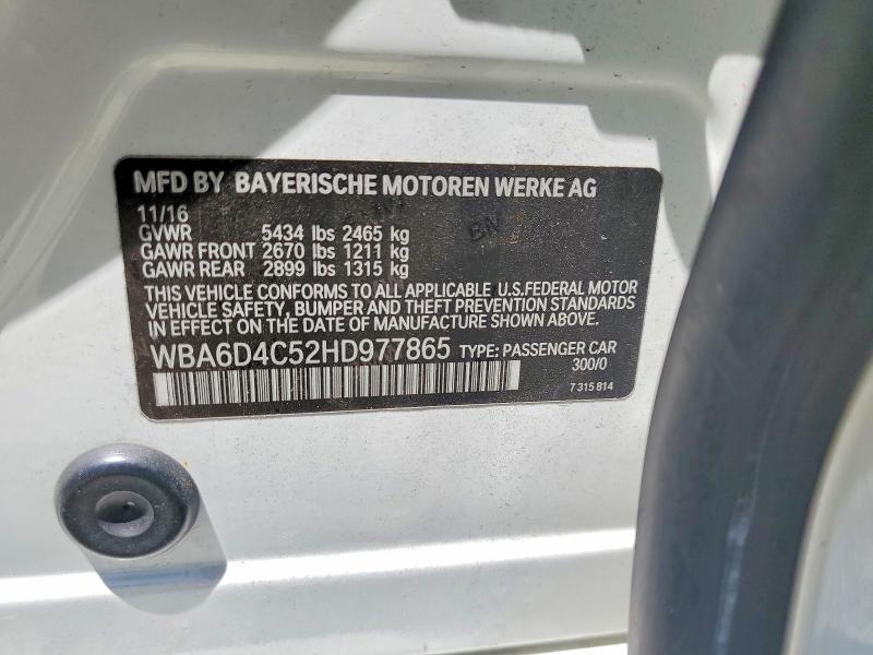 Продаж на аукціоні авто 2017 Bmw 650, vin: WBA6D4C52HD977865, номер лоту: 56100836