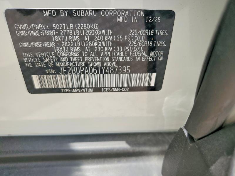 Aukcja sprzedaży 2026 Subaru Outback, vin: JF2BUPAD6TY487395, numer aukcji: 58652116