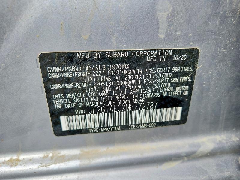 Продажа на аукционе авто 2021 Subaru Crosstrek, vin: JF2GTAECXM8272787, номер лота: 56700166