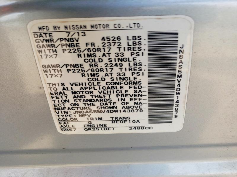 Auction sale of the 2013 Nissan Rogue, vin: JN8AS5MV4DW143879, lot number: 58786316