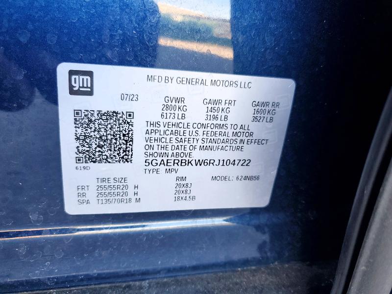 56402186 :رقم المزاد ، 5GAERBKW6RJ104722 vin ، 2024 Buick Enclave مزاد بيع