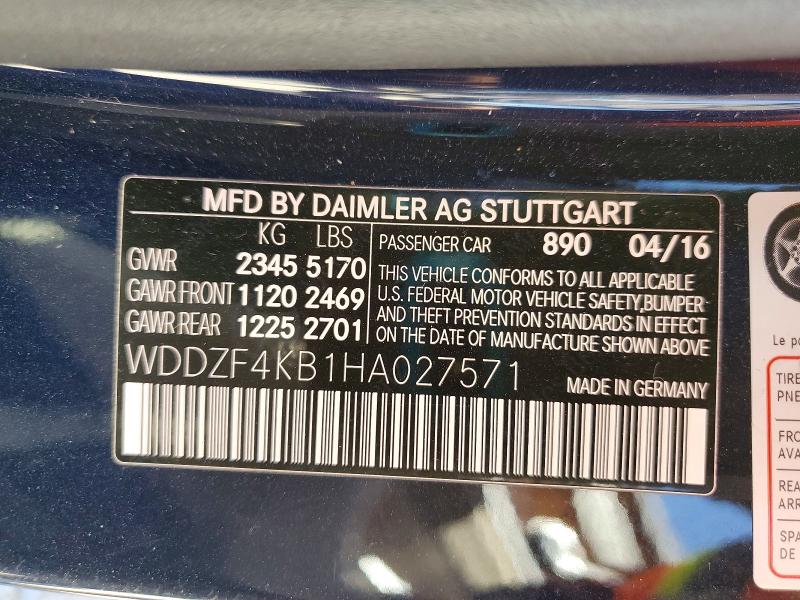 Aukcja sprzedaży 2017 Mercedes-benz E, vin: WDDZF4KB1HA027571, numer aukcji: 55327406
