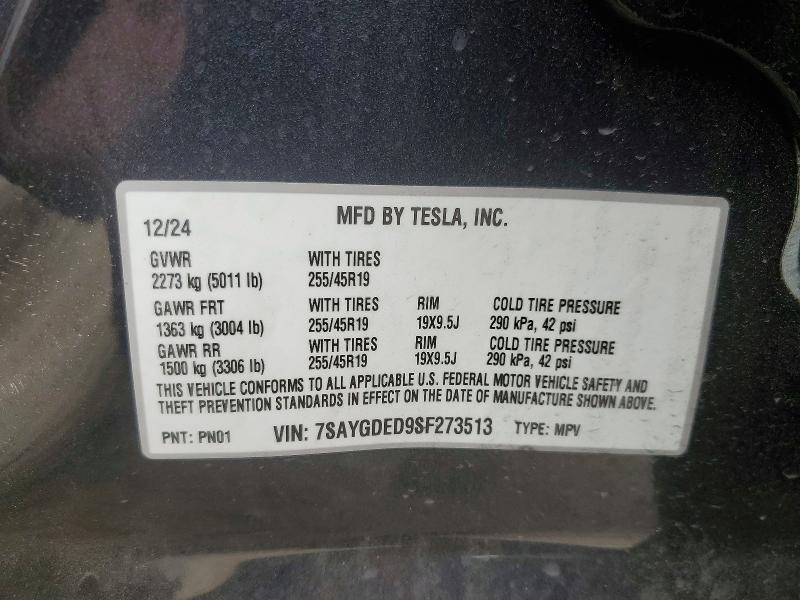 Продажа на аукционе авто 2025 Tesla Model Y, vin: 7SAYGDED9SF273513, номер лота: 57927596