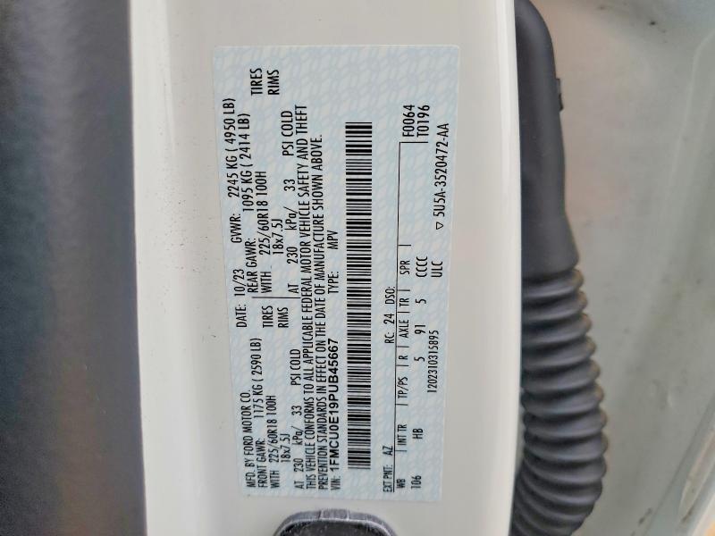 2023 Ford Escape მანქანა იყიდება აუქციონზე, vin: 1FMCU0E19PUB45667, აუქციონის ნომერი: 55749626