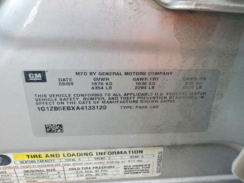 56139916 :رقم المزاد ، 1G1ZB5EBXA4133120 vin ، 2010 Chevrolet Malibu مزاد بيع