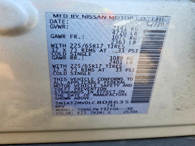 Продажа на аукционе авто 2020 Nissan Rogue, vin: 5N1AT2MV0LC808635, номер лота: 56348506