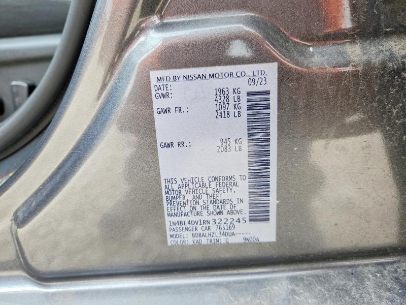 2024 Nissan Altima მანქანა იყიდება აუქციონზე, vin: 1N4BL4DV1RN322245, აუქციონის ნომერი: 54713216