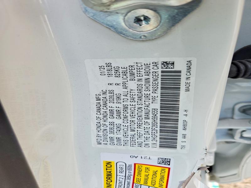 Продаж на аукціоні авто 2025 Honda Civic, vin: 2HGFE2F28SH564558, номер лоту: 56415036