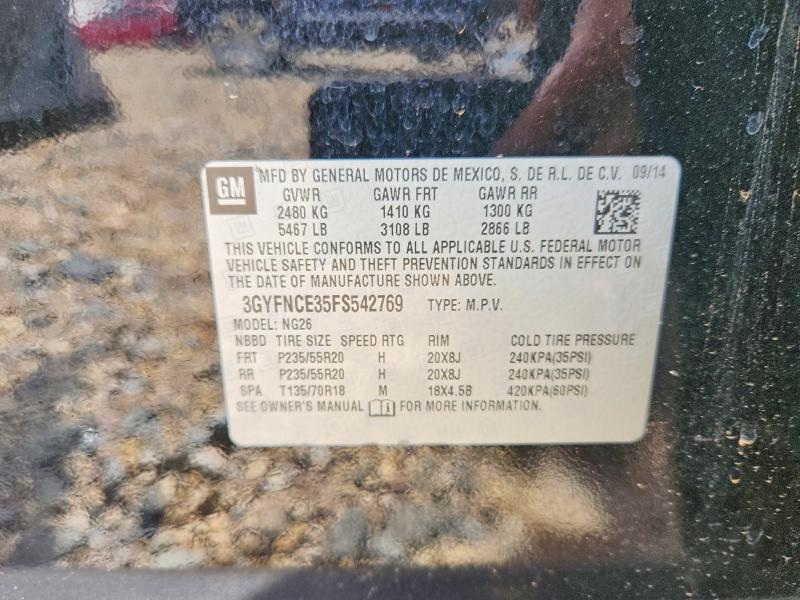 55640916 :رقم المزاد ، 3GYFNCE35FS542769 vin ، 2015 Cadillac Srx مزاد بيع