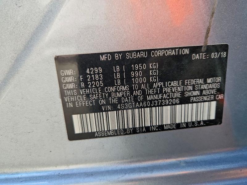 Auction sale of the 2018 Subaru Impreza, vin: 4S3GTAA60J3739206, lot number: 59220336