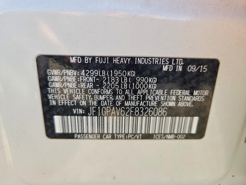 Продажа на аукционе авто 2015 Subaru Impreza, vin: JF1GPAV62F8326086, номер лота: 56183166