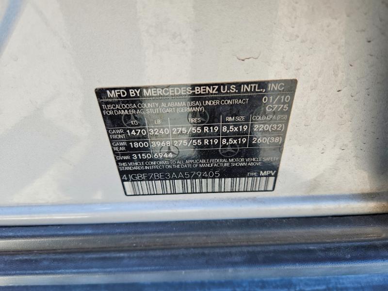 Продаж на аукціоні авто 2010 Mercedes-benz Gl, vin: 4JGBF7BE3AA579405, номер лоту: 54462436