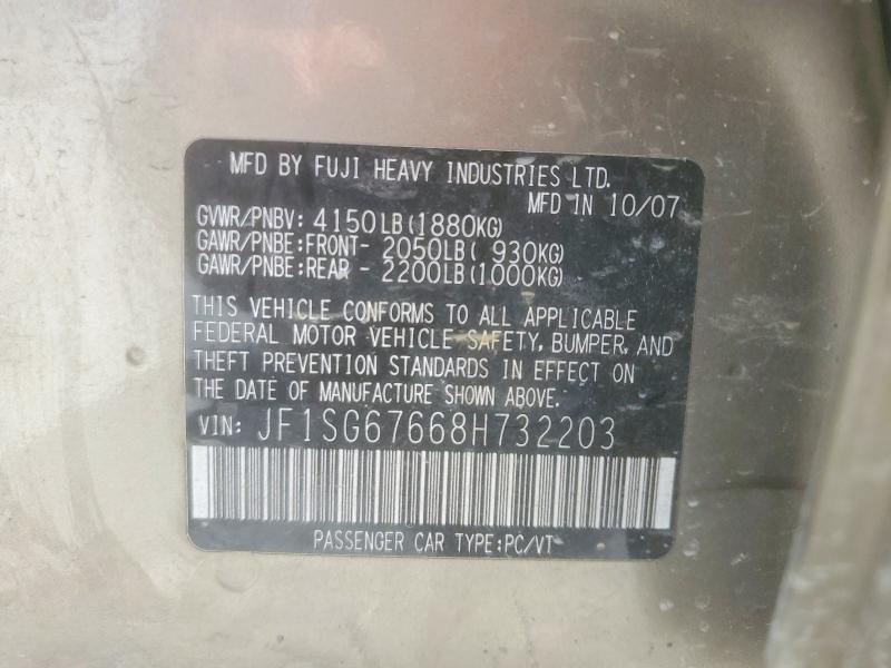 Продажа на аукционе авто 2008 Subaru Forester, vin: JF1SG67668H732203, номер лота: 56765736
