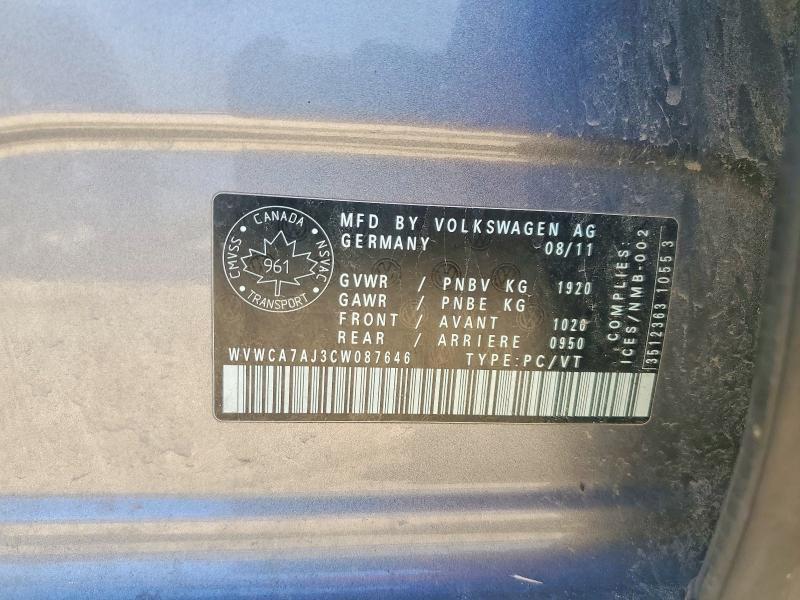 Продажа на аукционе авто 2012 Volkswagen Golf, vin: WVWCA7AJ3CW087646, номер лота: 55515986