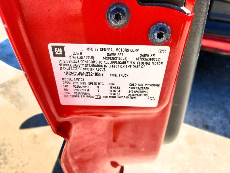 2002 Chevrolet Silverado მანქანა იყიდება აუქციონზე, vin: 1GCEC14W12Z210557, აუქციონის ნომერი: 57055596