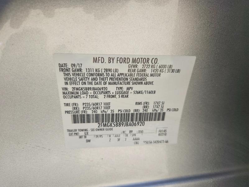 Продаж на аукціоні авто 2018 Ford Flex, vin: 2FMGK5B89JBA06920, номер лоту: 58298256