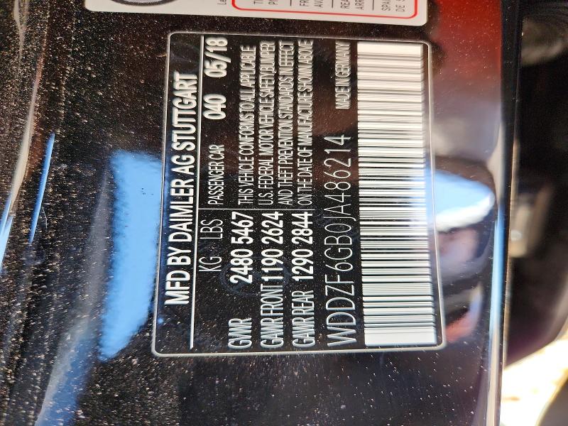 Auction sale of the 2018 Mercedes-benz E, vin: WDDZF6GB0JA486214, lot number: 58759466