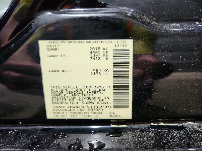 Aukcja sprzedaży 2020 Nissan Altima, vin: 1N4BL4BW4LN310299, numer aukcji: 57163666