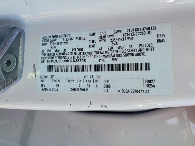 Продажа на аукционе авто 2019 Ford Escape, vin: 1FMCU0J90KUA35708, номер лота: 56328856