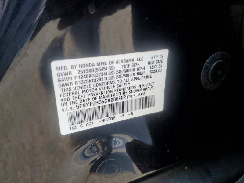 Продаж на аукціоні авто 2016 Honda Pilot, vin: 5FNYF5H56GB006802, номер лоту: 55975656