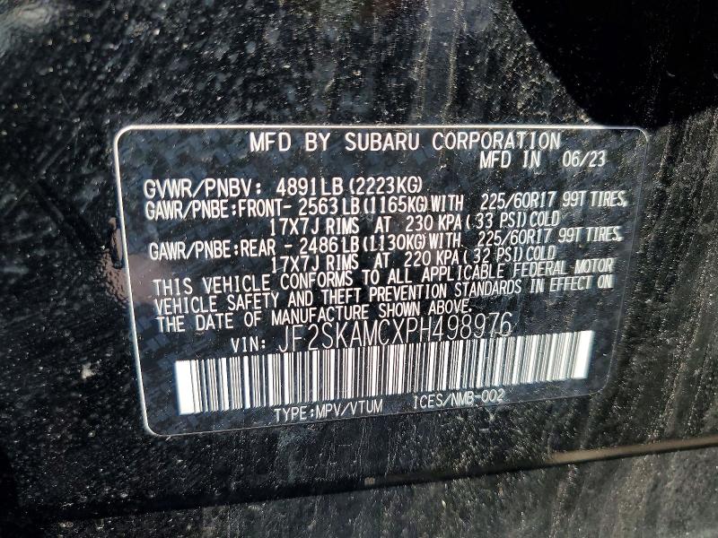 55984566 :رقم المزاد ، JF2SKAMCXPH498976 vin ، 2023 Subaru Forester مزاد بيع