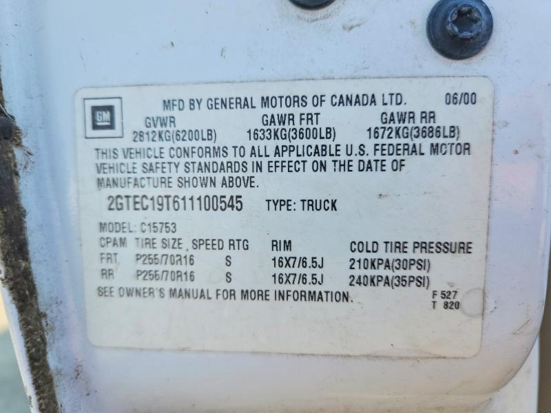 Aukcja sprzedaży 2001 Gmc New Sierra, vin: 2GTEC19T611100545, numer aukcji: 58111436