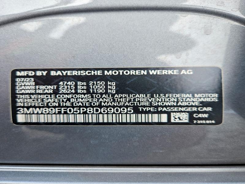 2023 Bmw 330xi მანქანა იყიდება აუქციონზე, vin: 3MW89FF05P8D69095, აუქციონის ნომერი: 57248226
