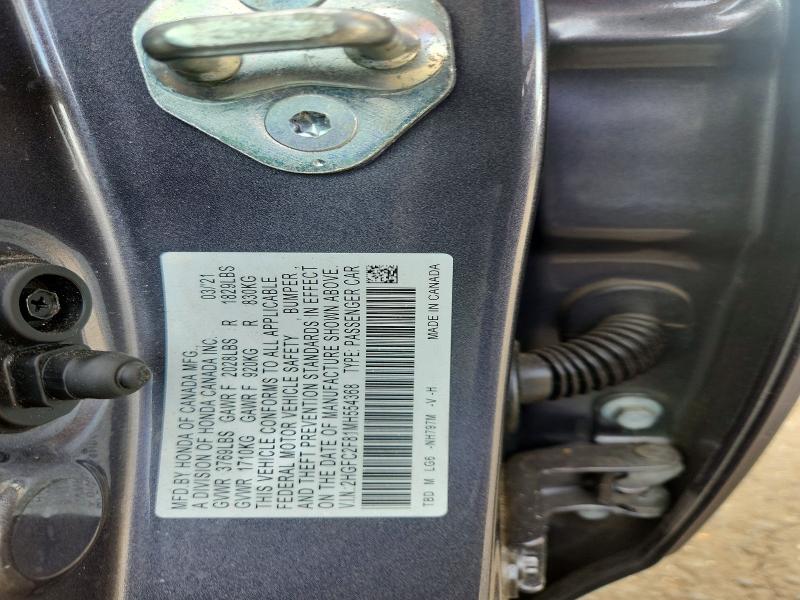 Продажа на аукционе авто 2021 Honda Civic, vin: 2HGFC2F81MH554368, номер лота: 54416166