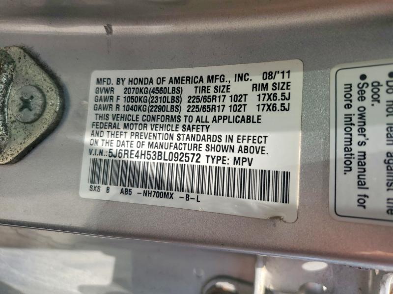 Продаж на аукціоні авто 2011 Honda Cr-v, vin: 5J6RE4H53BL092572, номер лоту: 56996686