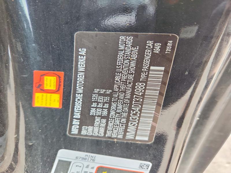 Aukcja sprzedaży 2013 Mini Cooper, vin: WMWSU3C54DT374988, numer aukcji: 58608796