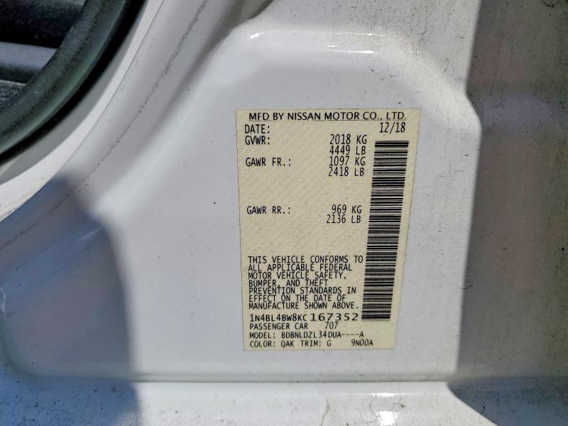 Продаж на аукціоні авто 2019 Nissan Altima, vin: 1N4BL4BW8KC167352, номер лоту: 58642126