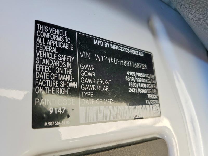 57267586 :رقم المزاد ، W1Y4KBHY8RT168753 vin ، 2024 Mercedes-benz Sprinter مزاد بيع
