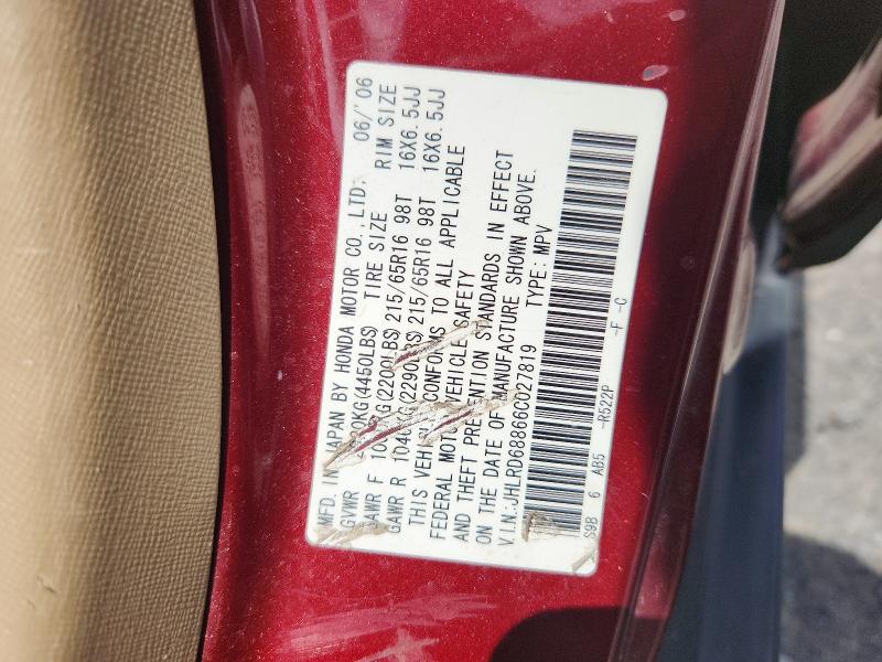 Aukcja sprzedaży 2006 Honda Cr-v, vin: JHLRD68866C027819, numer aukcji: 56417136