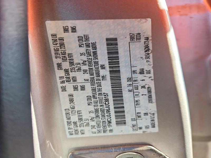 Продаж на аукціоні авто 2018 Ford Escape, vin: 1FMCU0J96JUC88157, номер лоту: 58688406