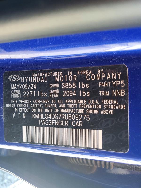 Продаж на аукціоні авто 2024 Hyundai Elantra, vin: KMHLS4DG7RU809275, номер лоту: 58392816