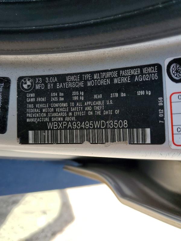 Продаж на аукціоні авто 2005 Bmw X3, vin: WBXPA93495WD13508, номер лоту: 56229536