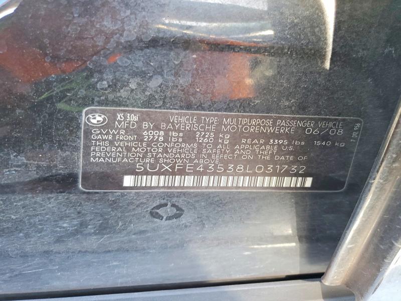 55805446 :رقم المزاد ، 5UXFE43538L031732 vin ، 2008 Bmw X5 مزاد بيع
