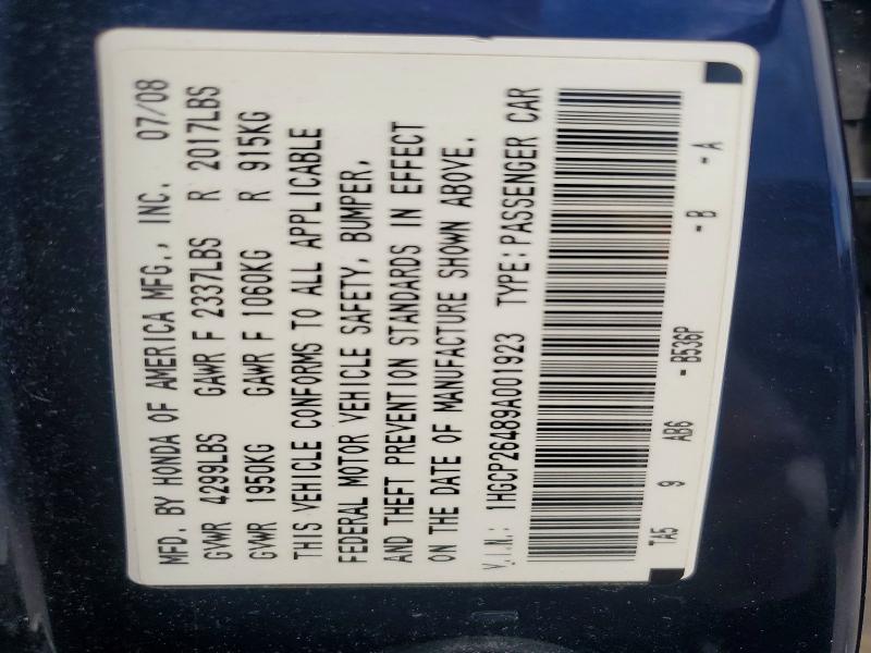 Продажа на аукционе авто 2009 Honda Accord, vin: 1HGCP26489A001923, номер лота: 56314876