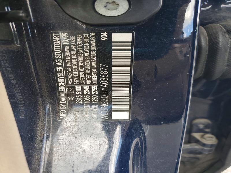 2000 Mercedes-benz S მანქანა იყიდება აუქციონზე, vin: WDBNG70J1YA086877, აუქციონის ნომერი: 58393046