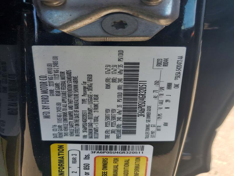 2016 Ford Fusion მანქანა იყიდება აუქციონზე, vin: 3FA6P0SU4GR320511, აუქციონის ნომერი: 58121246